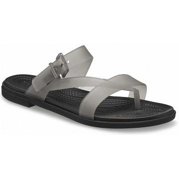 Crocs Tulum Translucent Toe Post Women's Sandals Black | Australia 0516CTVE